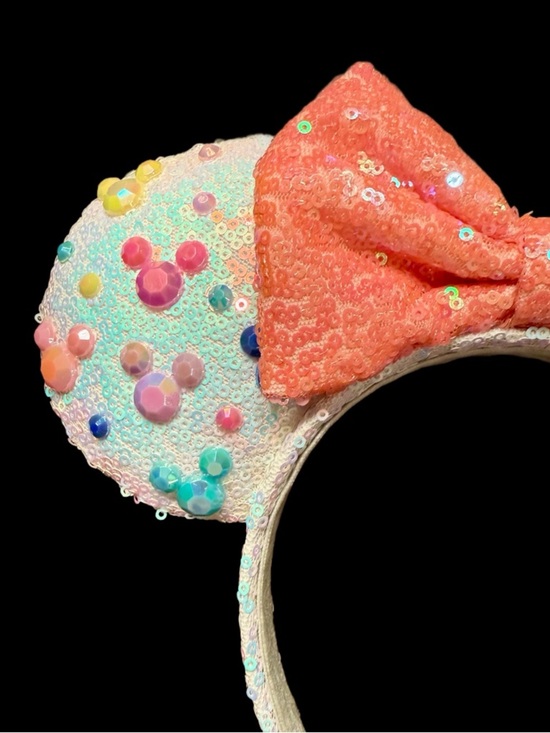 Gorgeous HANDMADE Disney Inspired Sequin Pastel Minnie Ears Headband  - MINT main image 4